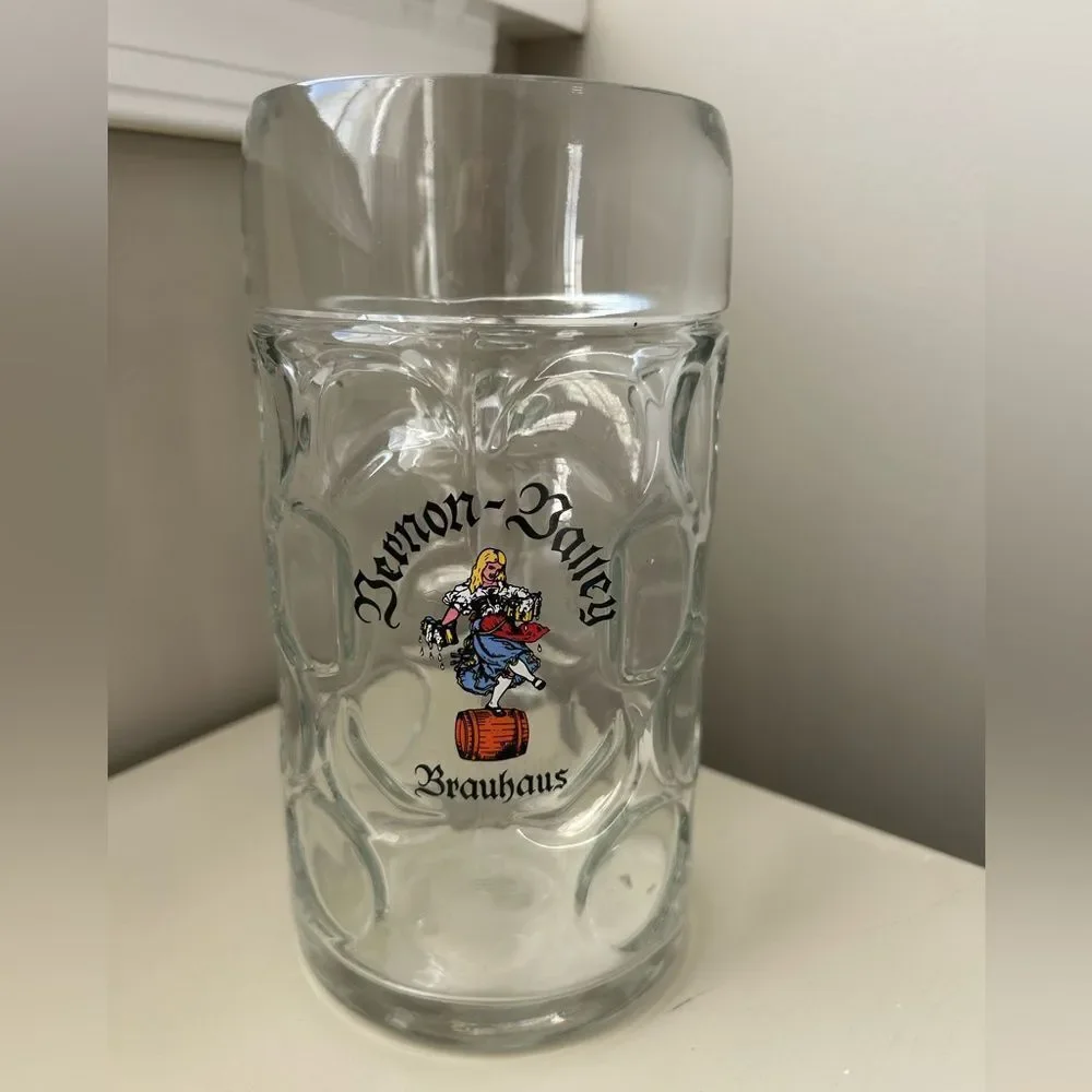 Bernon Balley Brauhaus Dimpled Glass Beer Stein Mug Collectible Octoberfest